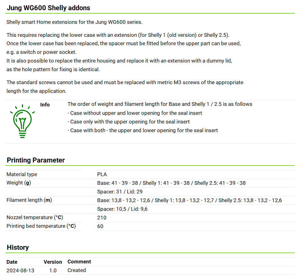 Jung WG600 Shelly addons